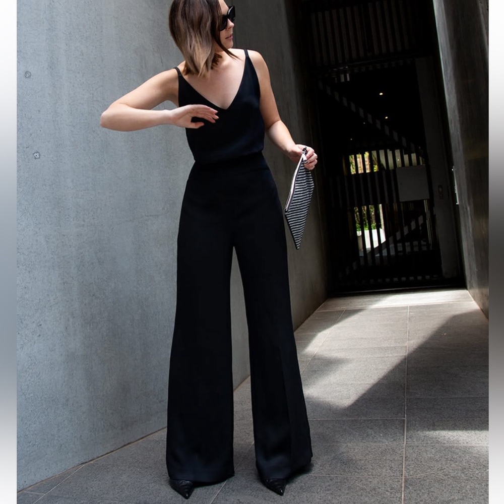 Cue Australia Wide Leg Black Jumpsuit size 6